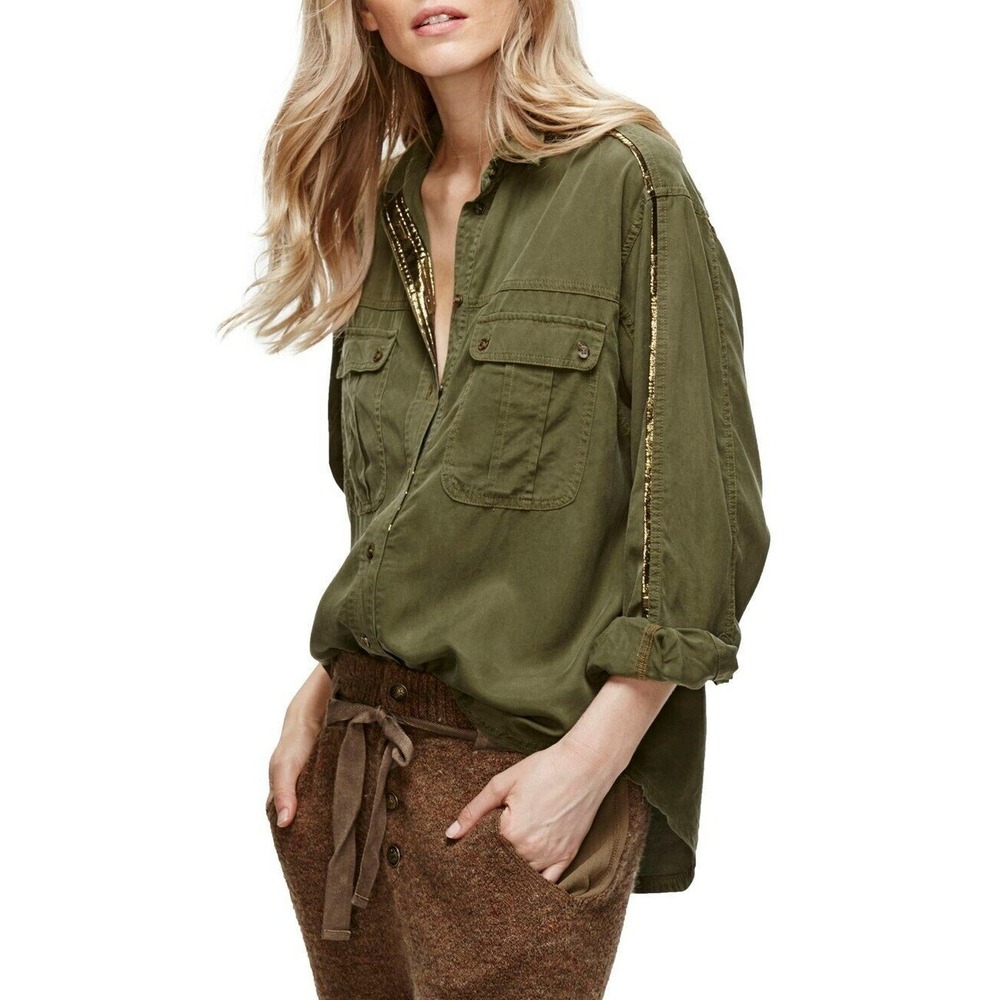 NWT Free People Off Campus Button Down Top Retail $108 Small - Picture 1 of 4